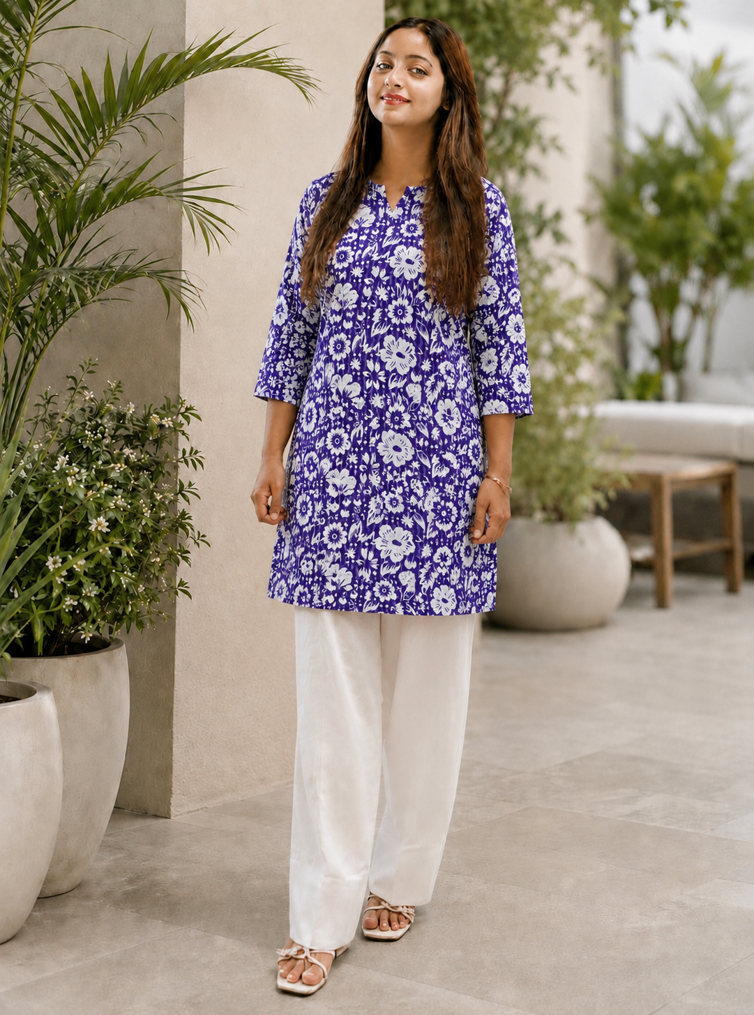 Cotton Floral Farshi Salwar Suit