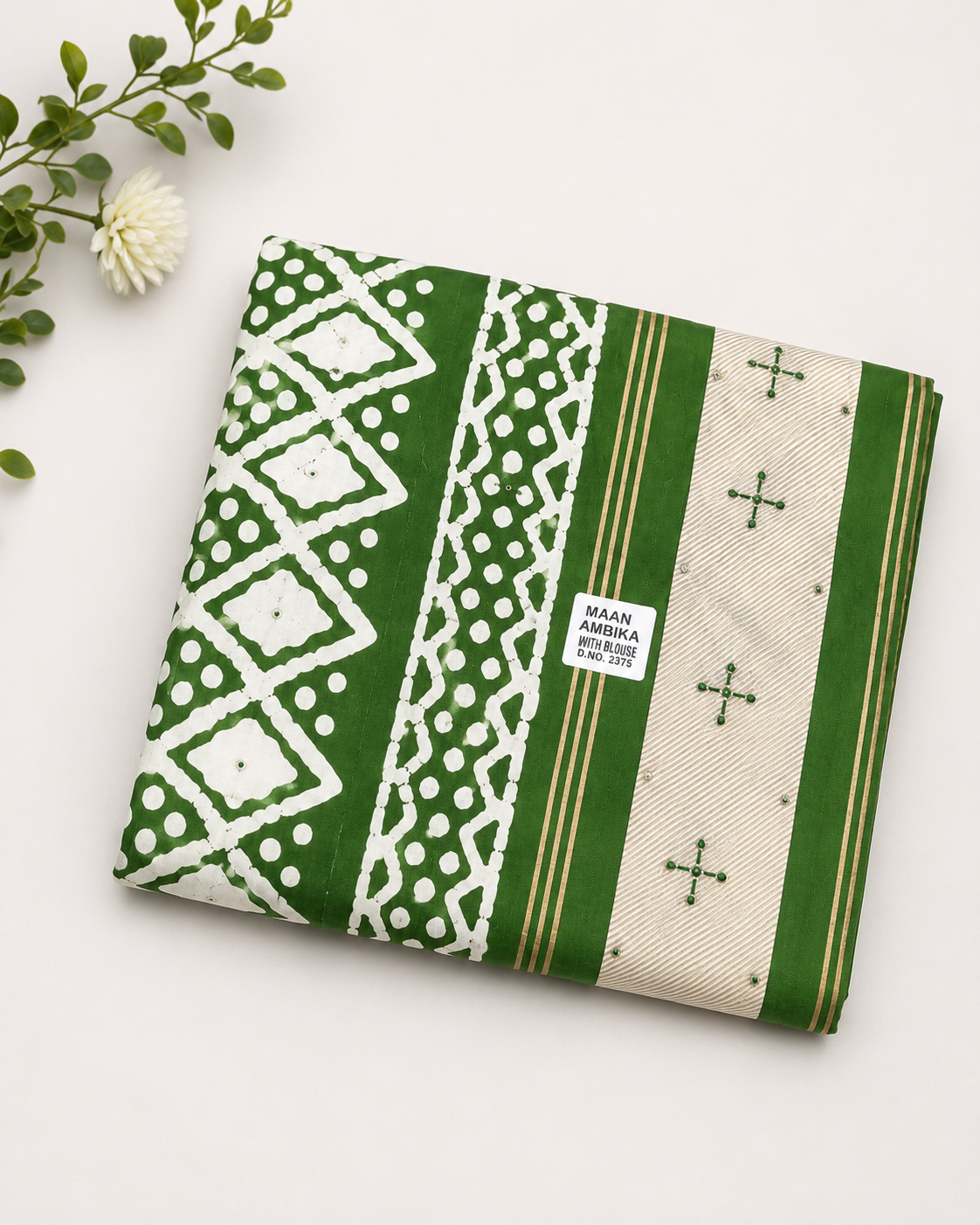 Green Bandhani print pure cotton suit set with kurta, bottom and printed dupatta – view 7