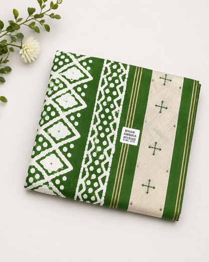 Green Bandhani print pure cotton suit set with kurta, bottom and printed dupatta – view 7