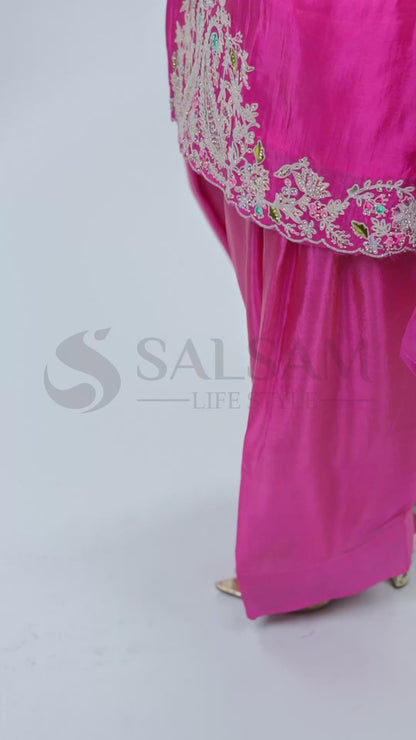 Pink Patiyala Salwar Suit with Sequence & Zari Embroidery
